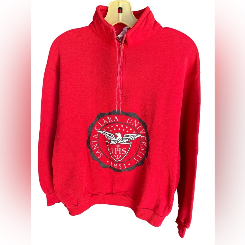 Vintage 1/4 Zip with Ties Santa Clara University Red Sweatshirt